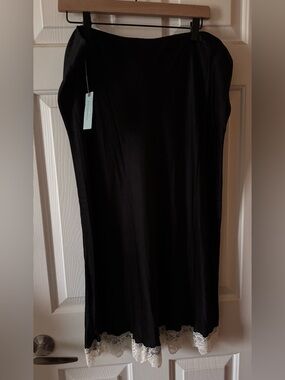 Anthropologie Black Maxi Skirt with Lace Hem